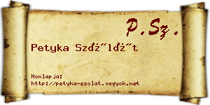 Petyka Szólát névjegykártya